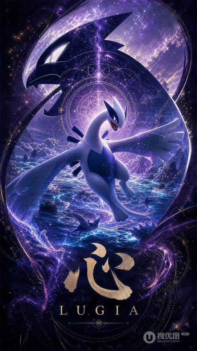 宝可梦传说神兽洛基亚凤王雪拉比系列插画