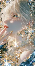 梦幻水晶质感白发少女系列动漫插画