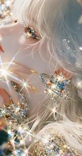 梦幻水晶质感白发少女系列动漫插画
