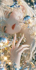 梦幻水晶质感白发少女系列动漫插画