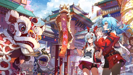 哔哩哔哩2233娘新春舞狮国风贺岁插画