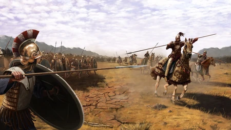 古希腊重步兵对抗波斯骑兵古代战场插画