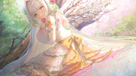 原神纳西妲春日花树洛丽塔裙唯美插画