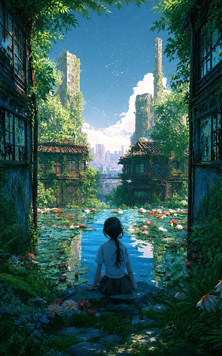 治愈系二次元少女奇幻风景插画组图