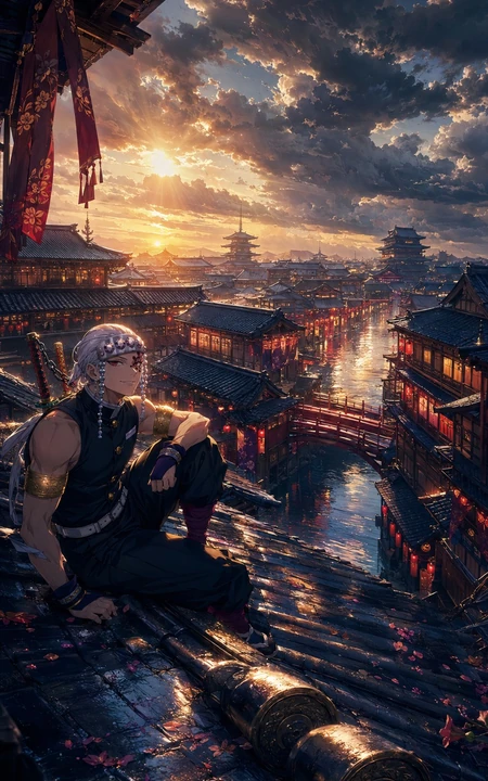 鬼灭之刃角色古风风景系列插画合集